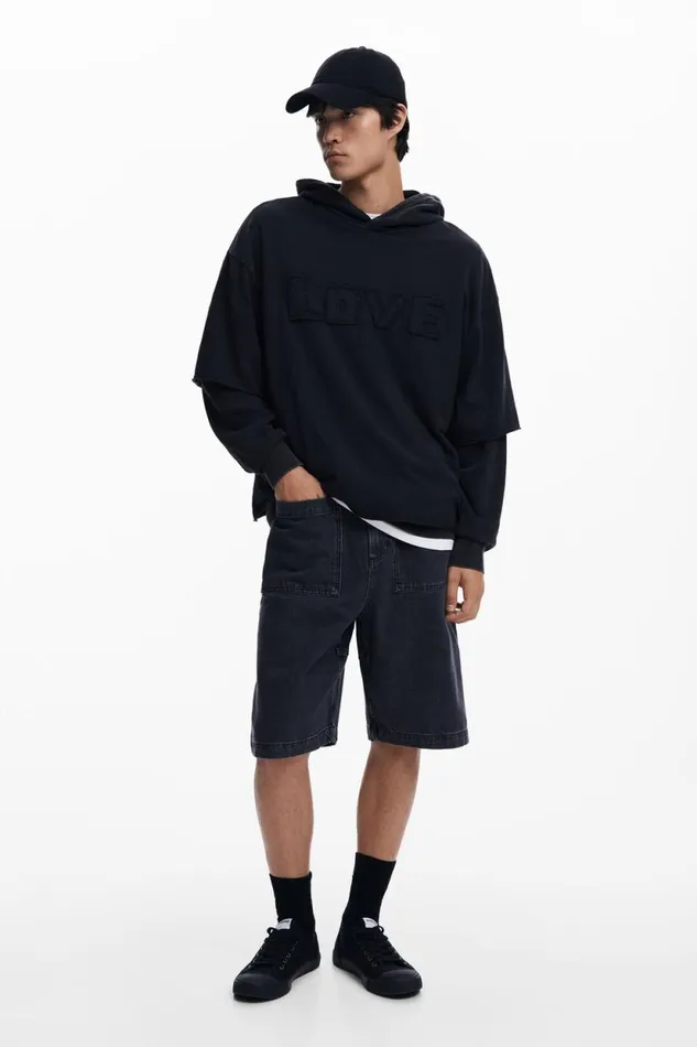 Jumpers And Sweatshirts Men Desigual Doublesleeve Sweatshirt Black