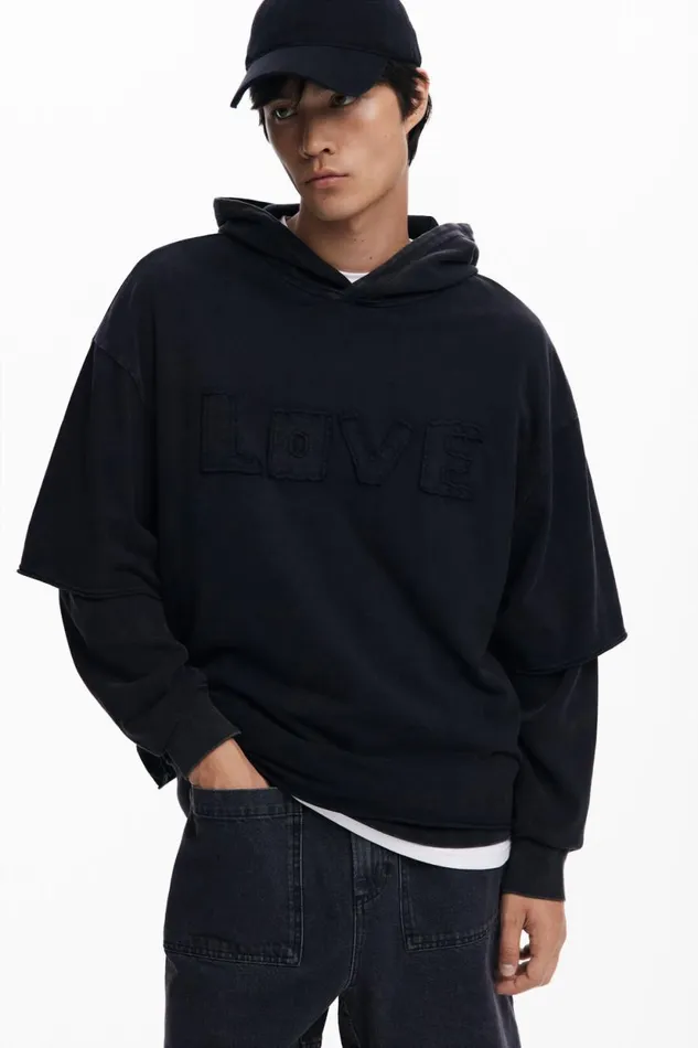 Jumpers And Sweatshirts Men Desigual Doublesleeve Sweatshirt Black