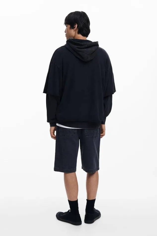 Jumpers And Sweatshirts Men Desigual Doublesleeve Sweatshirt Black