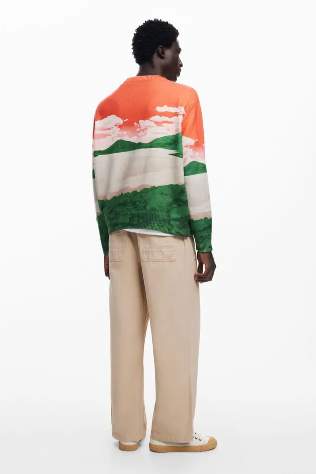 Jumpers And Sweatshirts Men Desigual Landscape Sweater Orange