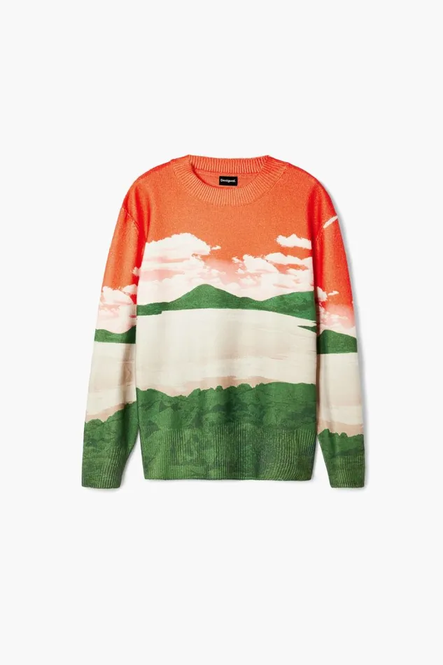 Jumpers And Sweatshirts Men Desigual Landscape Sweater Orange