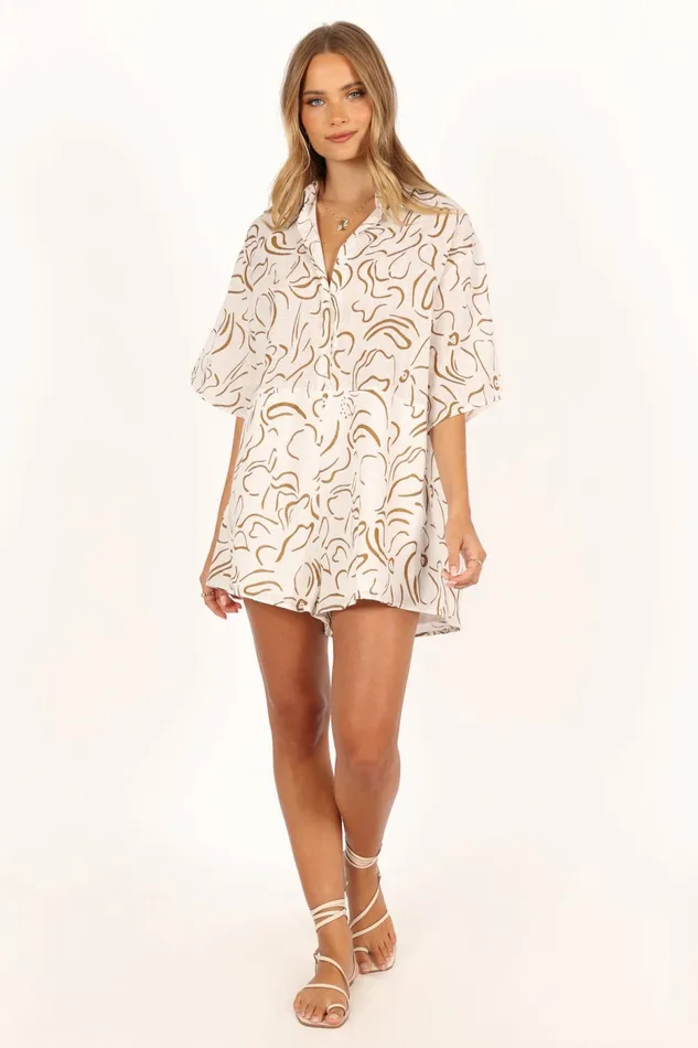 Jumpsuits and Rompers Kellie Romper WhiteBeige Petal and Pup Women