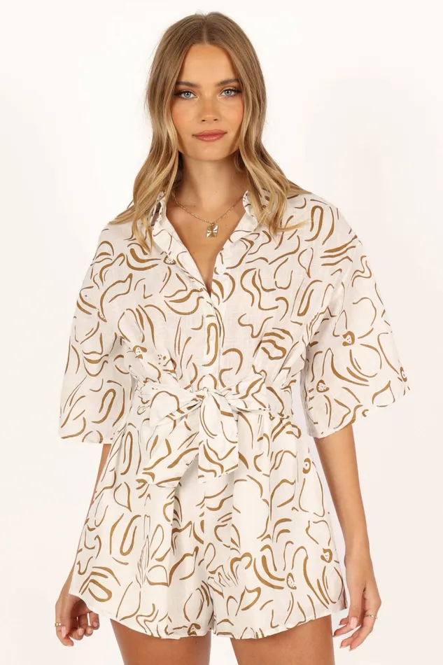 Jumpsuits and Rompers Kellie Romper WhiteBeige Petal and Pup Women