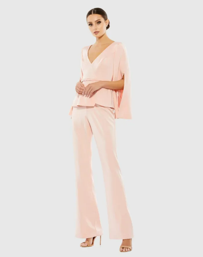Jumpsuits and Rompers Mac Duggal Women Long Sleeve Two Piece Crepe Pant Suit Pink Jumpsuits and Rompers Mac Duggal Women Long Sleeve Two Piece Crepe Pant Suit Pink