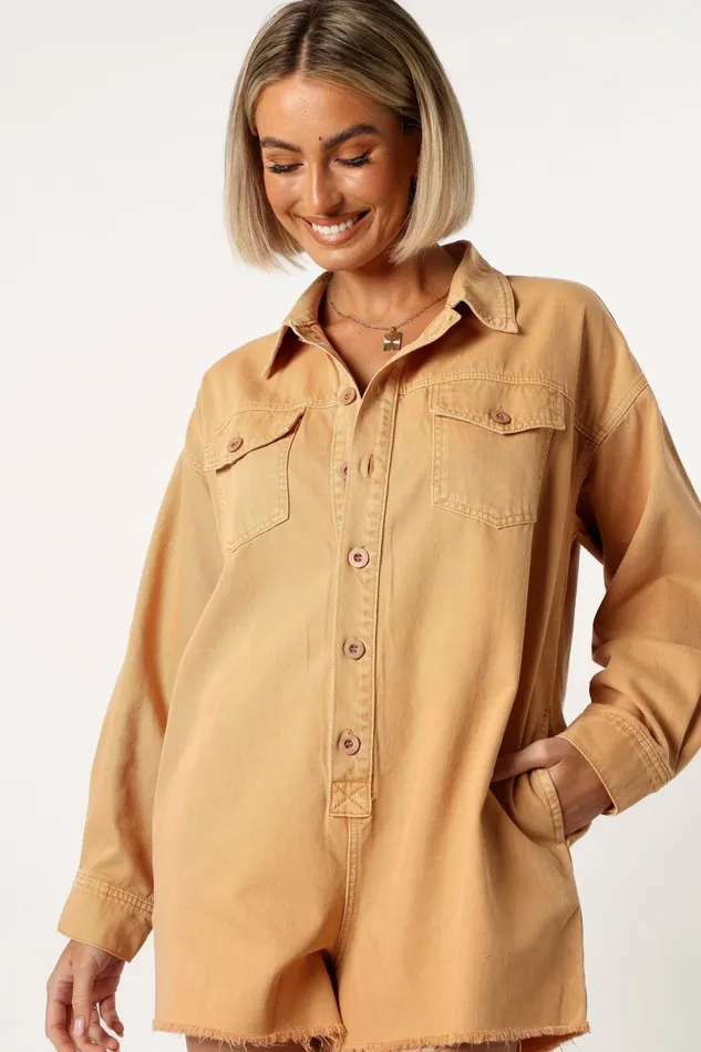 Jumpsuits and Rompers Petal and Pup Women Pollyanna Romper Tan