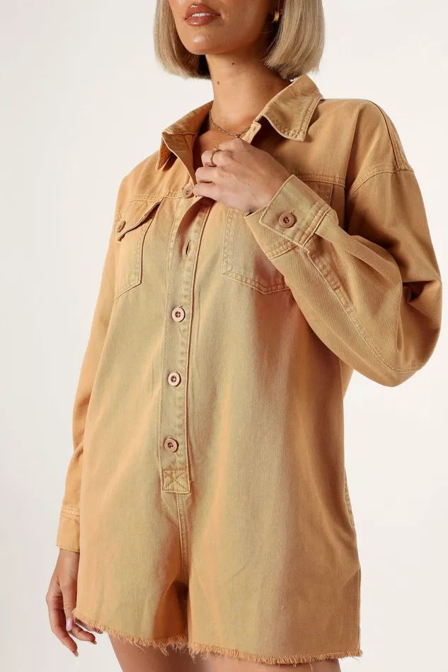 Jumpsuits and Rompers Petal and Pup Women Pollyanna Romper Tan