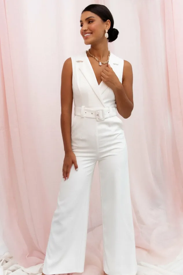Jumpsuits and Rompers Petal and Pup Women Sienna Belted Jumpsuit White