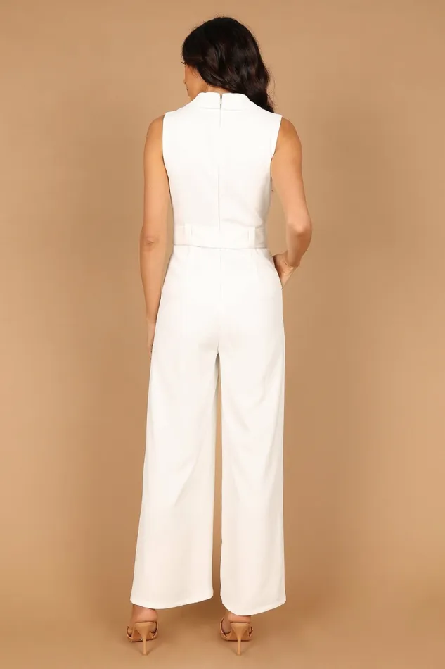 Jumpsuits and Rompers Petal and Pup Women Sienna Belted Jumpsuit White