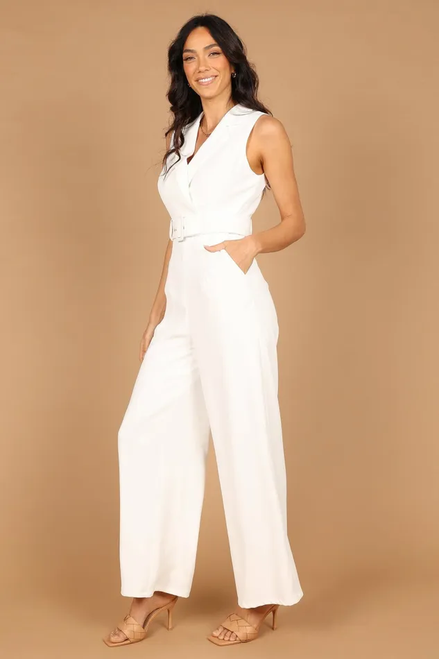 Jumpsuits and Rompers Petal and Pup Women Sienna Belted Jumpsuit White