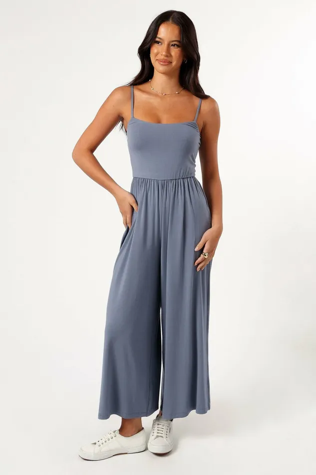 Jumpsuits and Rompers Women Kameron Knit Jumpsuit Dusty Blue Petal and Pup