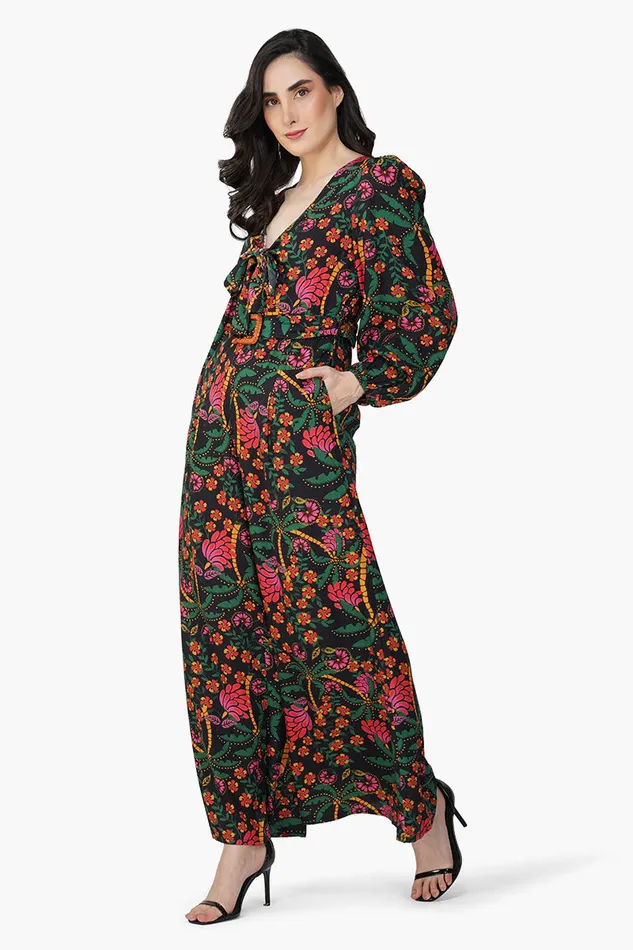 Jumpsuits Women America and Beyond Black Autumn Flora Embellished Jumpsuit