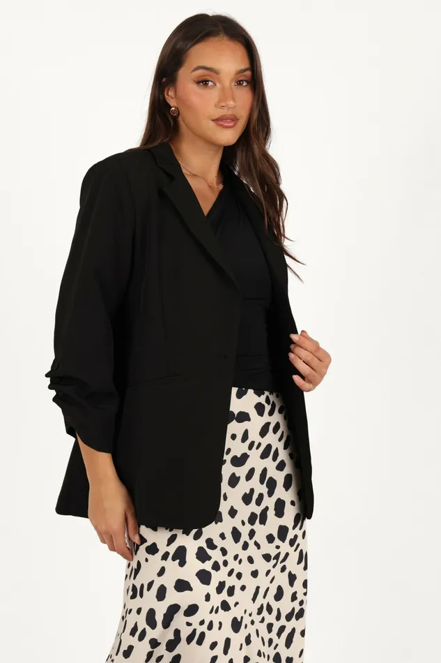 Kelby Slouch Sleeve Blazer Black Jackets and Coats Petal and Pup Women