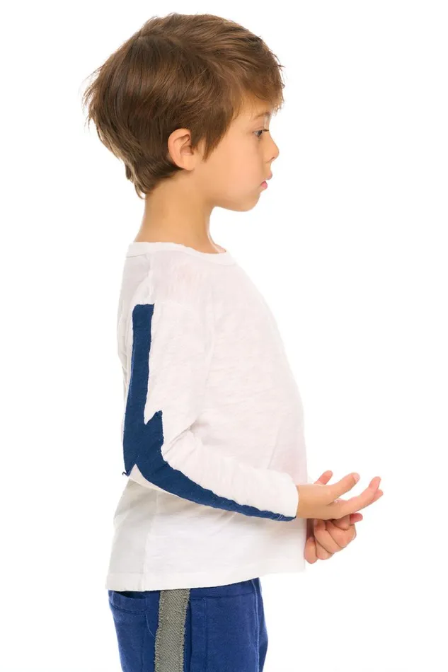 Kids Chaser Brand Boys Color Blocked Crewneck Bolt Long Sleeve Tee