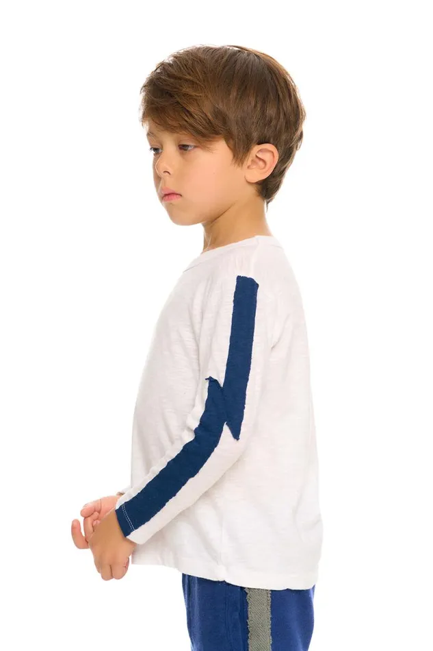 Kids Chaser Brand Boys Color Blocked Crewneck Bolt Long Sleeve Tee