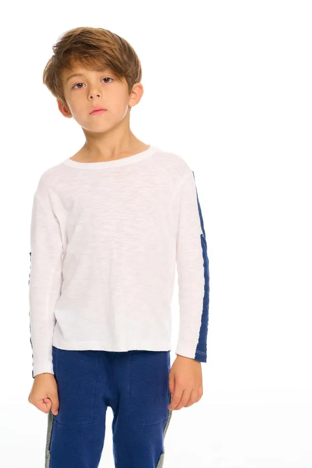 Kids Chaser Brand Boys Color Blocked Crewneck Bolt Long Sleeve Tee