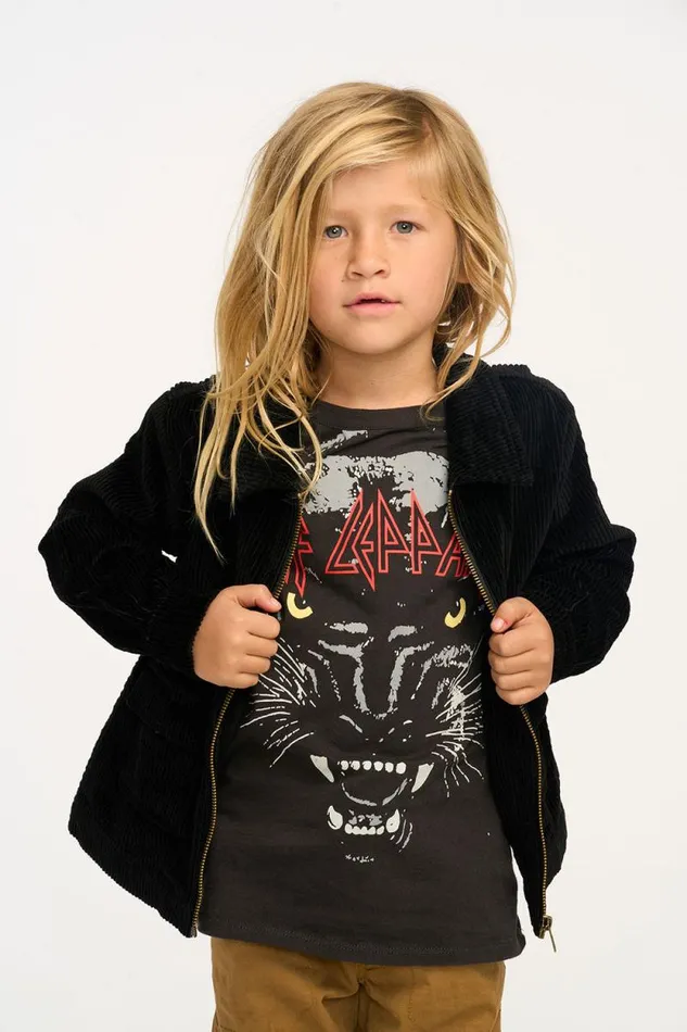 Kids Chaser Brand Boys Martin Raven Black Zip Up Corduroy Jacket