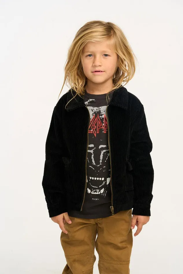 Kids Chaser Brand Boys Martin Raven Black Zip Up Corduroy Jacket
