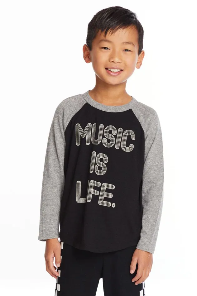 Kids Chaser Brand Boys Music Is Life Boys Baseball Tee
