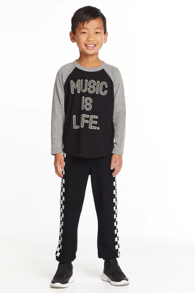 Kids Chaser Brand Boys Music Is Life Boys Baseball Tee