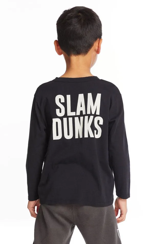 Kids Chaser Brand Boys Slam Dunks Boys Long Sleeve Crew Neck Tee