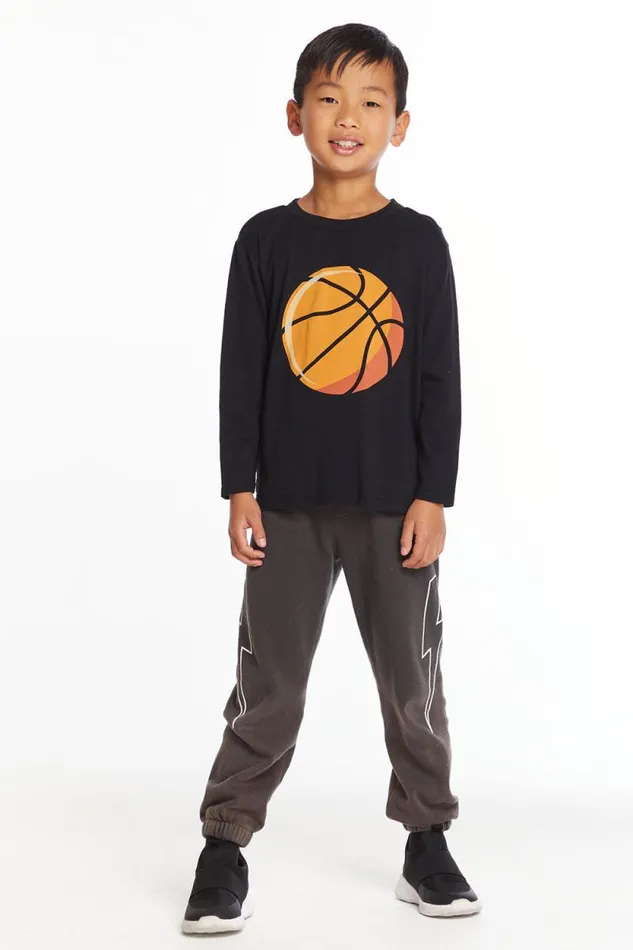 Kids Chaser Brand Boys Slam Dunks Boys Long Sleeve Crew Neck Tee