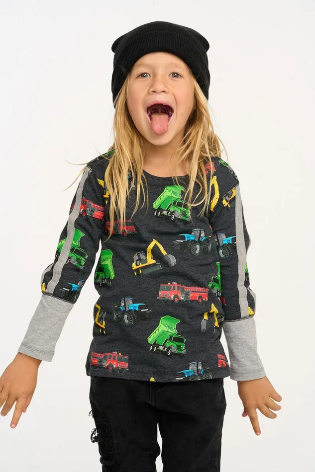 Kids Chaser Brand Boys Work Trucks Long Sleeve