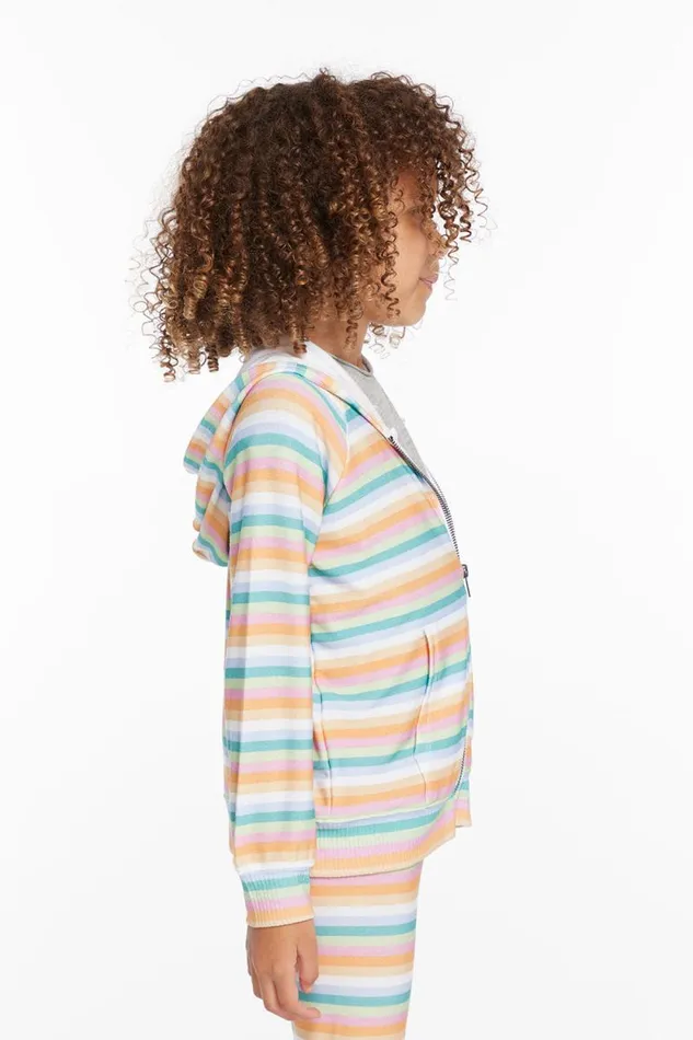 Kids Chaser Brand Girls Alana Sunset Stripe Girls Zip Up Hoodie