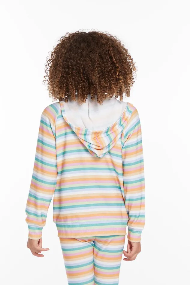 Kids Chaser Brand Girls Alana Sunset Stripe Girls Zip Up Hoodie