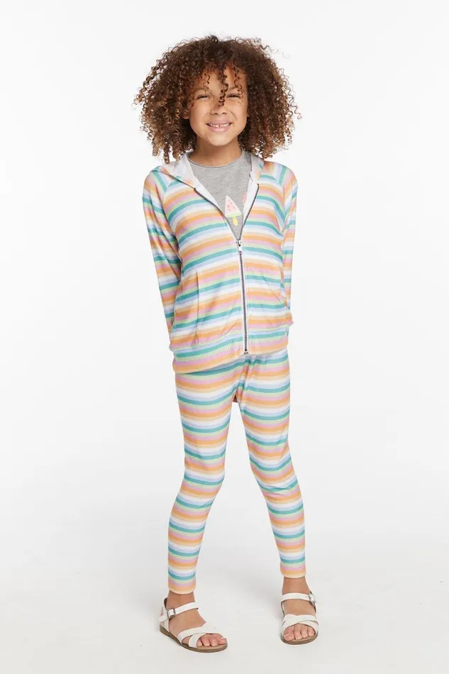 Kids Chaser Brand Girls Alana Sunset Stripe Girls Zip Up Hoodie