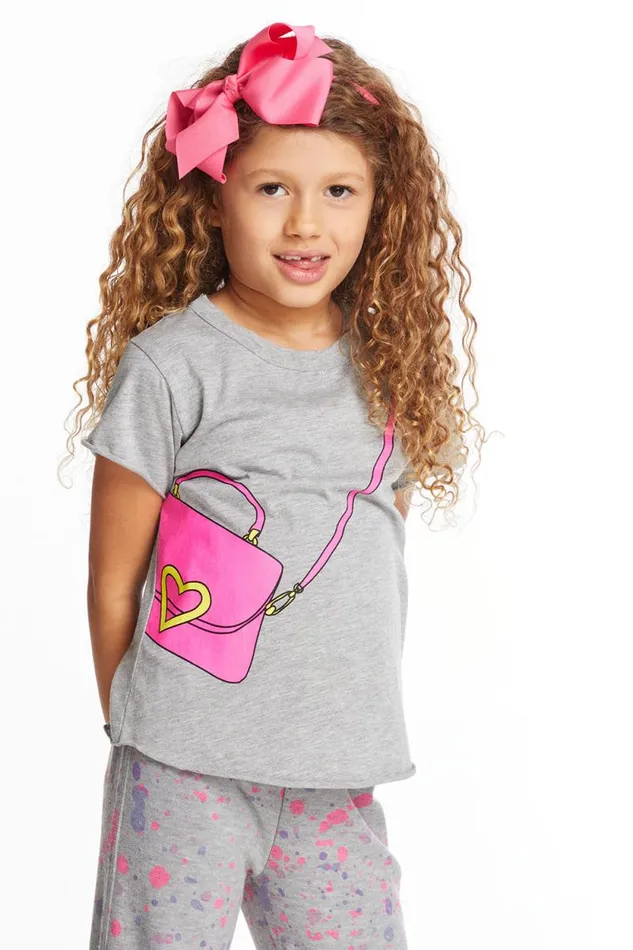 Kids Chaser Brand Girls Cute Purse Girls Crew Neck Tee