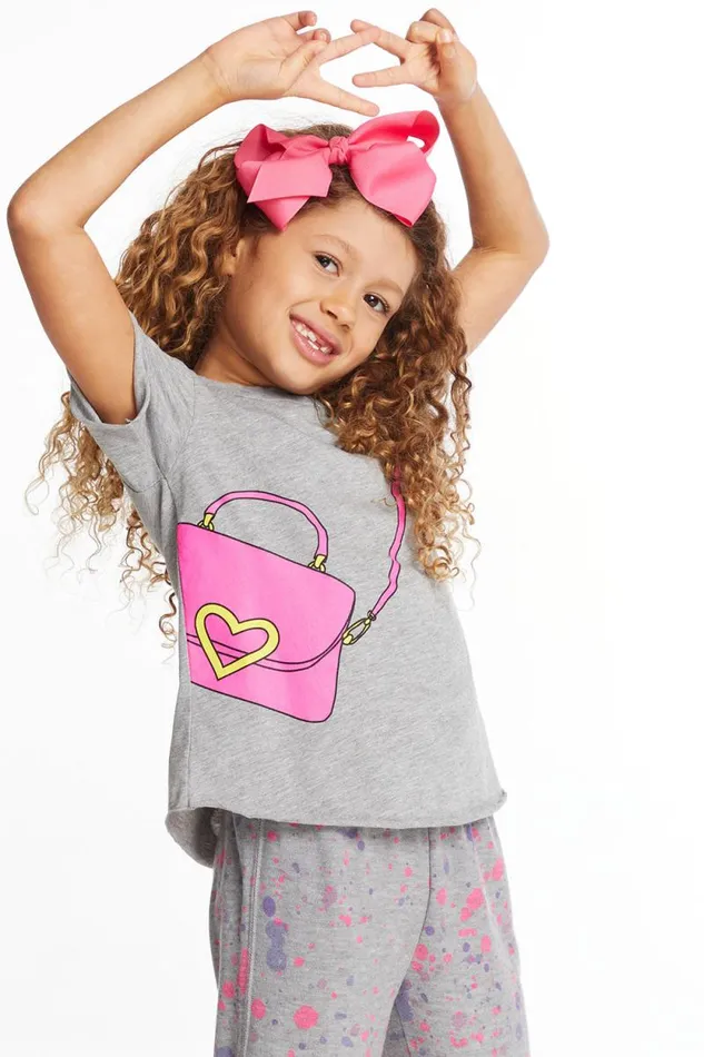 Kids Chaser Brand Girls Cute Purse Girls Crew Neck Tee