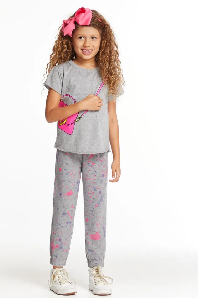 Kids Chaser Brand Girls Cute Purse Girls Crew Neck Tee