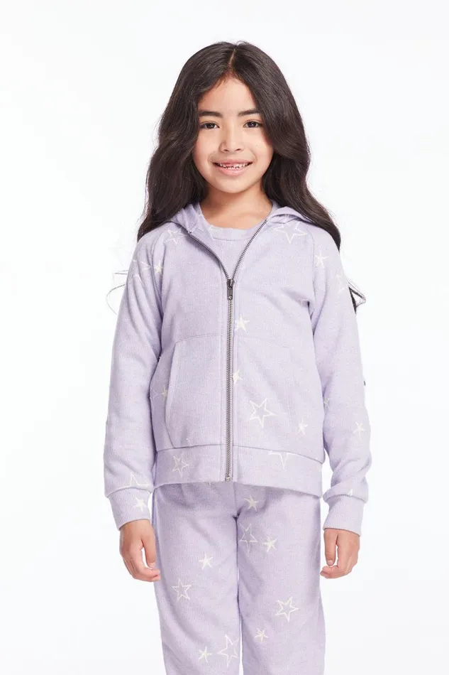 Kids Chaser Brand Girls Girls Purple Sky Zip Up Hoodie