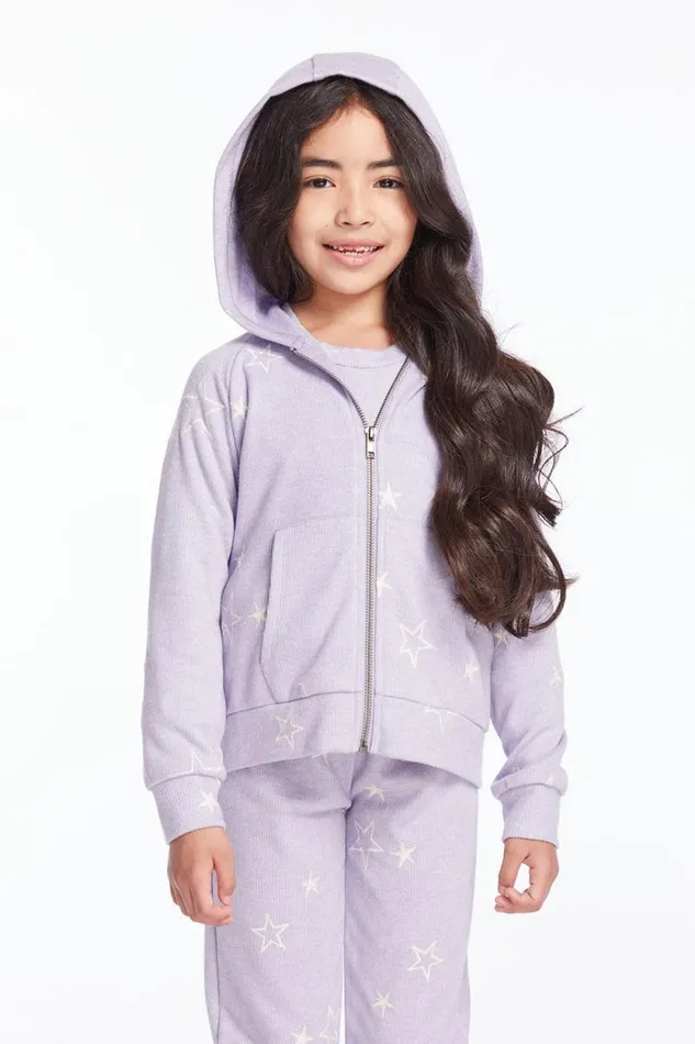Kids Chaser Brand Girls Girls Purple Sky Zip Up Hoodie