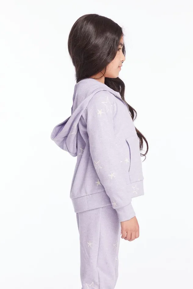 Kids Chaser Brand Girls Girls Purple Sky Zip Up Hoodie