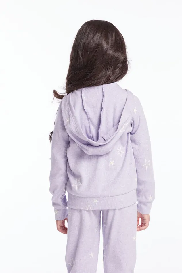 Kids Chaser Brand Girls Girls Purple Sky Zip Up Hoodie