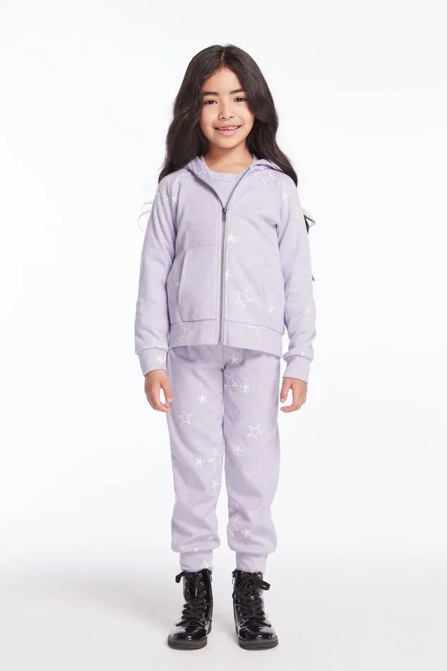 Kids Chaser Brand Girls Girls Purple Sky Zip Up Hoodie
