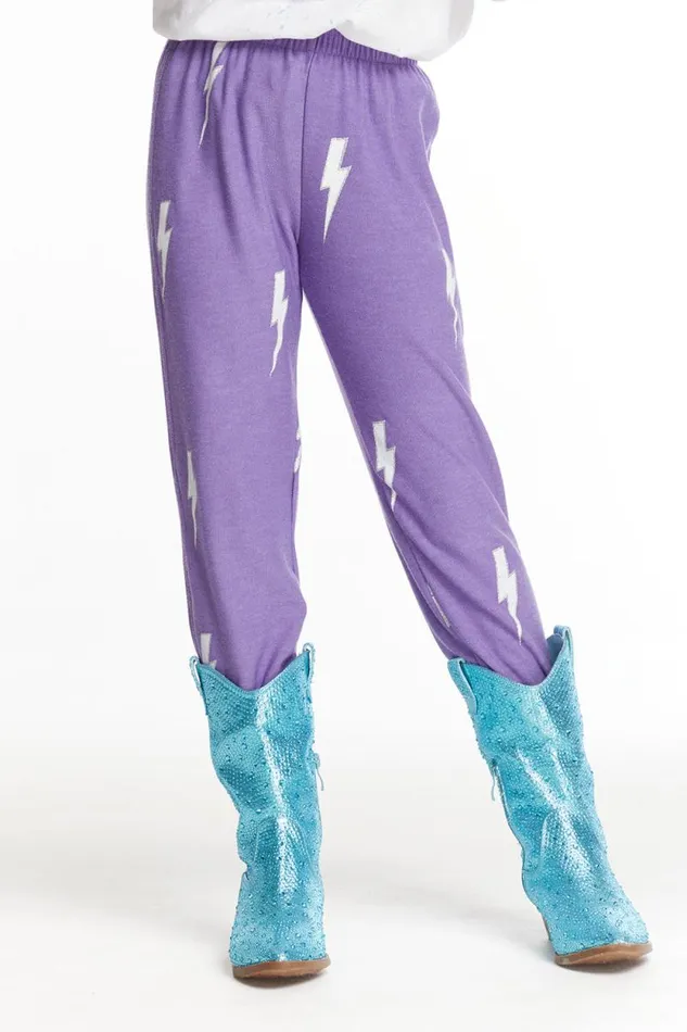 Kids Chaser Brand Girls Glitter Bolt Girls Love Knit Pants