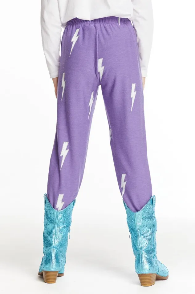 Kids Chaser Brand Girls Glitter Bolt Girls Love Knit Pants