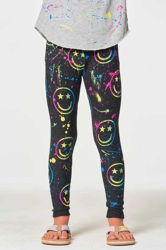 Kids Chaser Brand Girls Happy Face Leggings