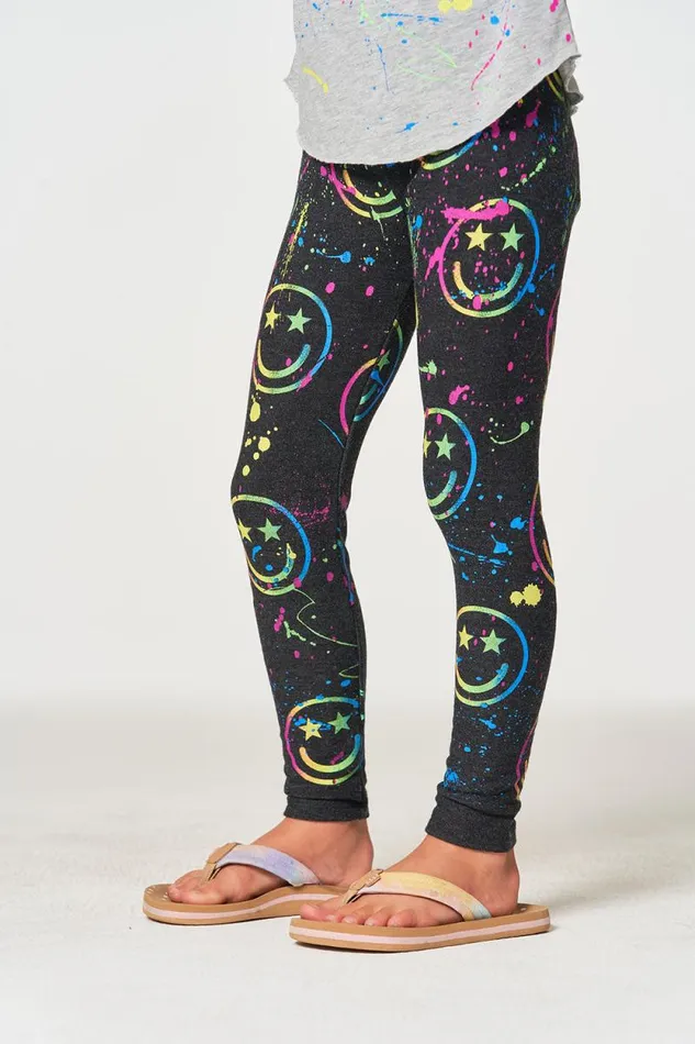 Kids Chaser Brand Girls Happy Face Leggings
