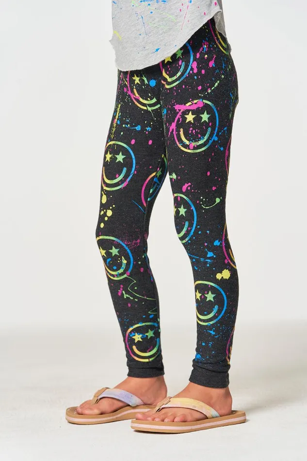 Kids Chaser Brand Girls Happy Face Leggings