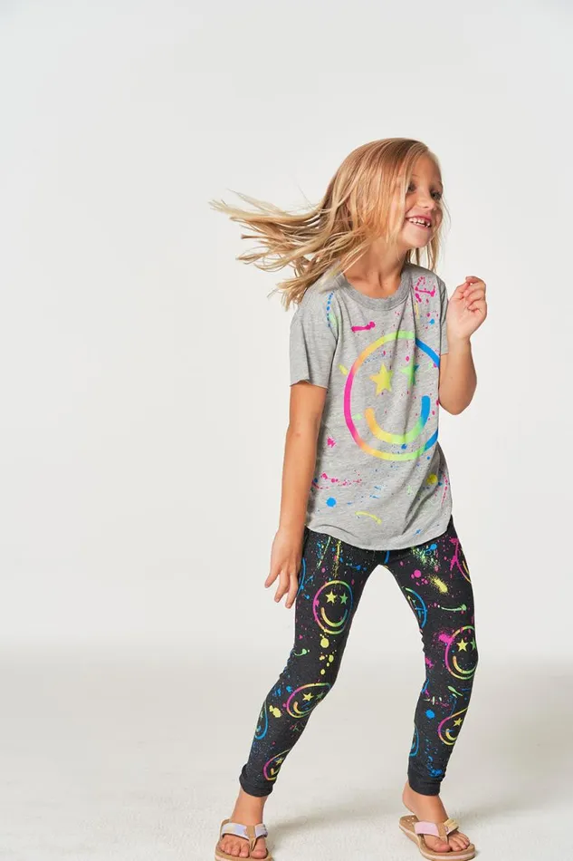 Kids Chaser Brand Girls Happy Face Leggings