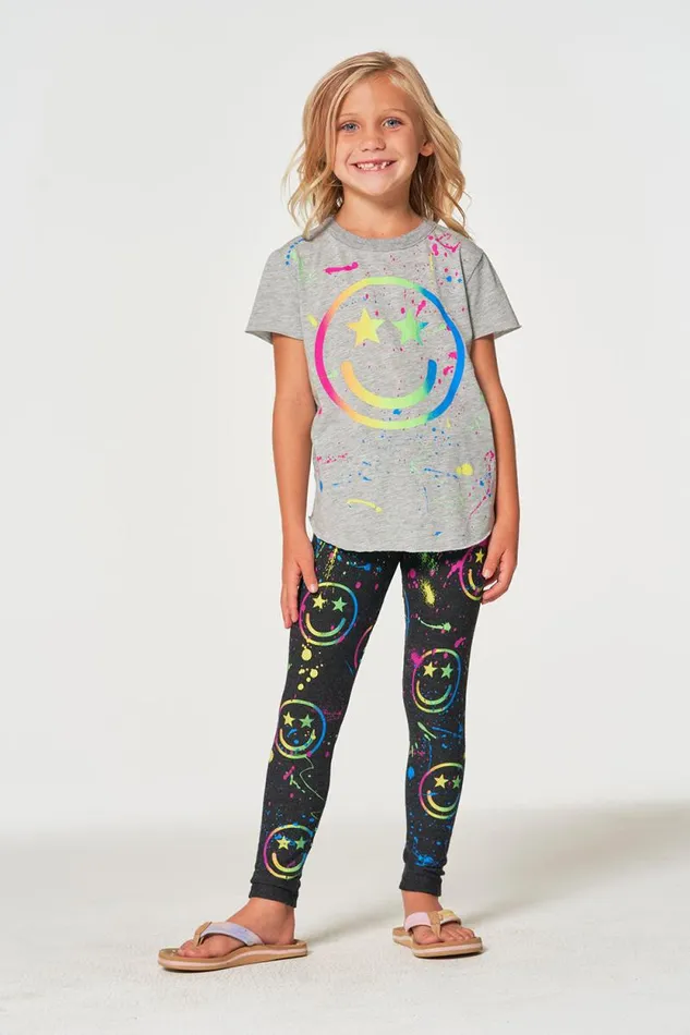 Kids Chaser Brand Girls Happy Face Leggings