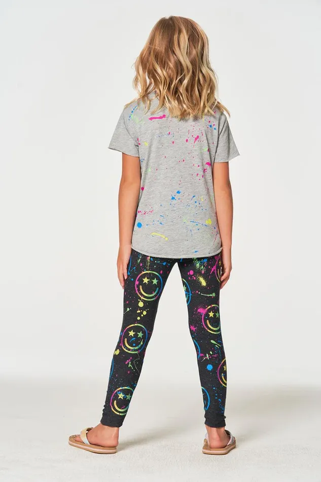 Kids Chaser Brand Girls Happy Face Leggings