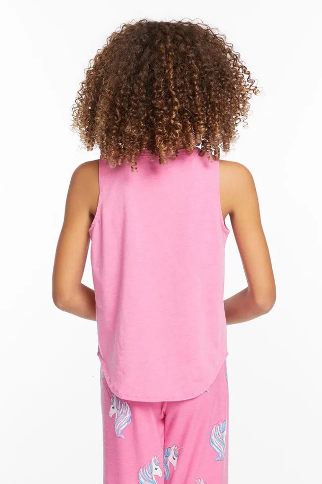Kids Chaser Brand Girls Pretty Unicorn Girls Vintage Jersey Shirttail Muscle