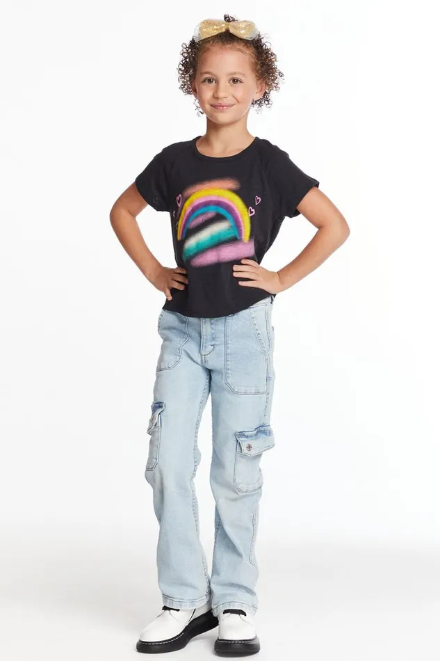 Kids Chaser Brand Girls Ride The Rainbow Girls Tee