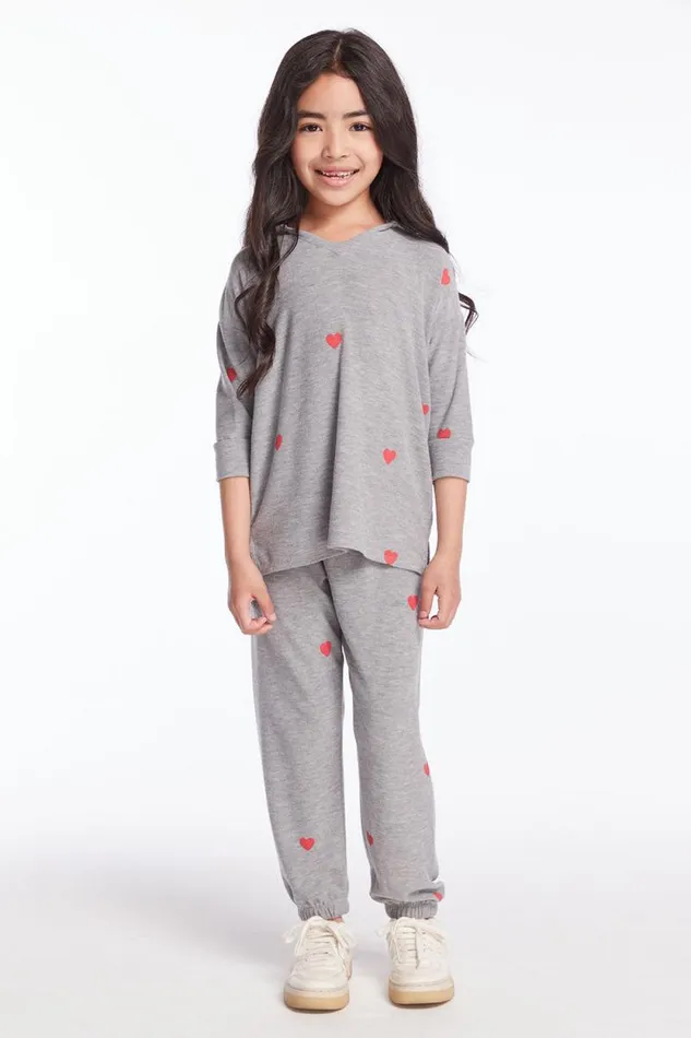Kids Chaser Brand Girls Tiny Hearts Girls Sweatpants