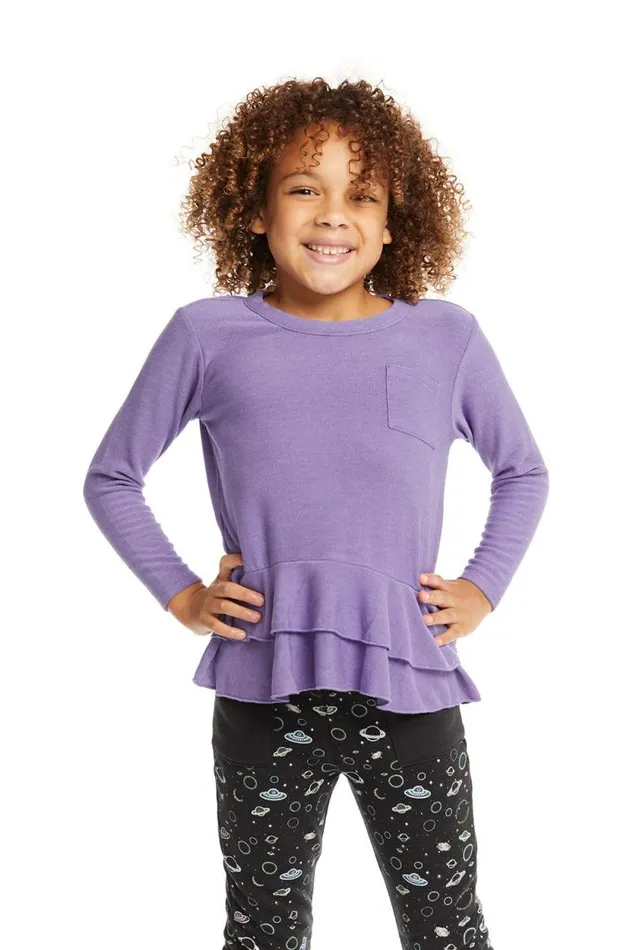 Kids Chaser Brand Girls Veronica Purple Long Sleeve Tee
