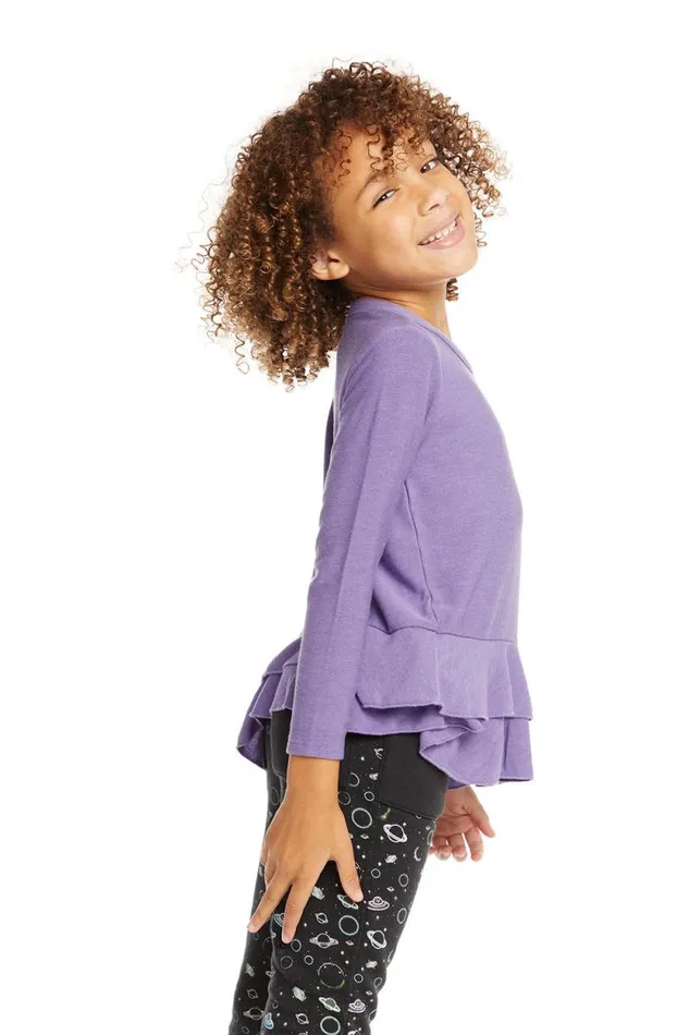 Kids Chaser Brand Girls Veronica Purple Long Sleeve Tee